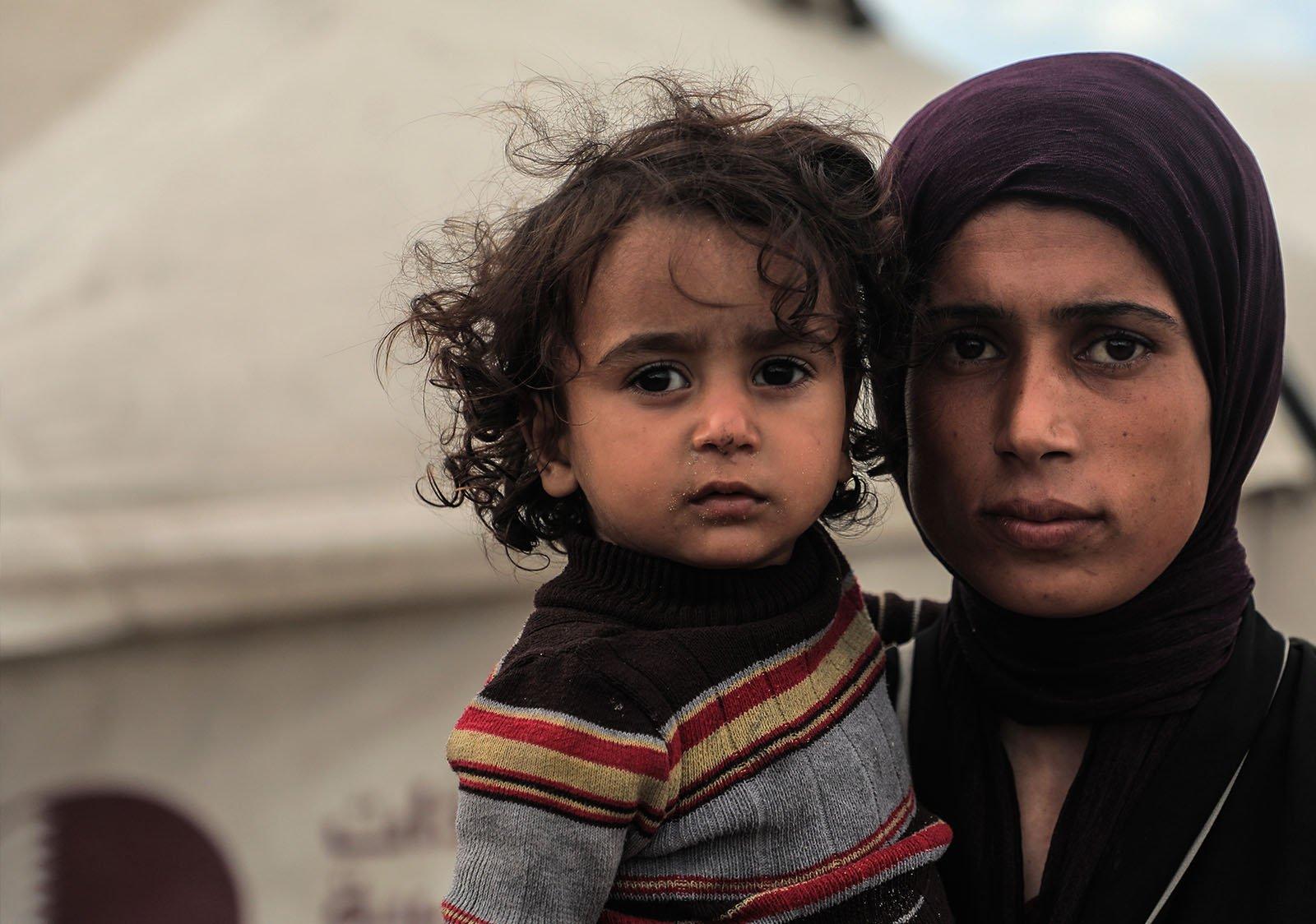 Moeder Massa en dochter Sidra in Gaza