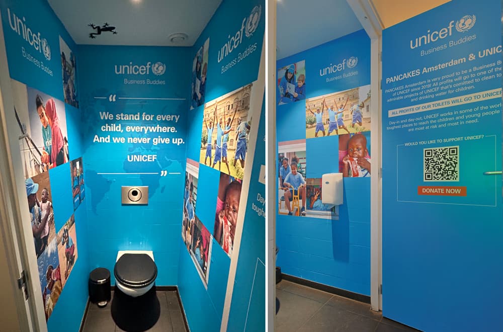 UNICEF Toiletten bij Pancakes Amsterdam