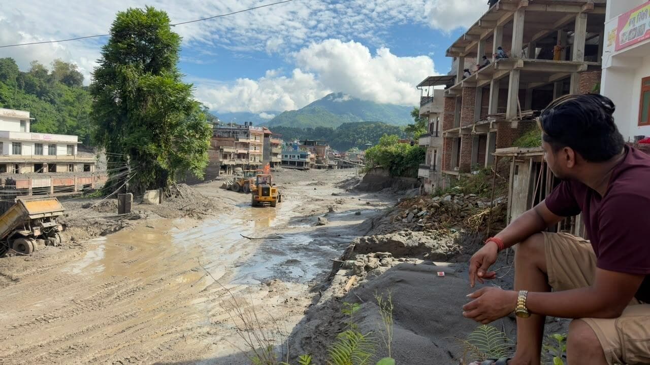 nederzettingen in de provincie Bagmati, Nepal, na de zware overstromingen van 26 augustus 2026.