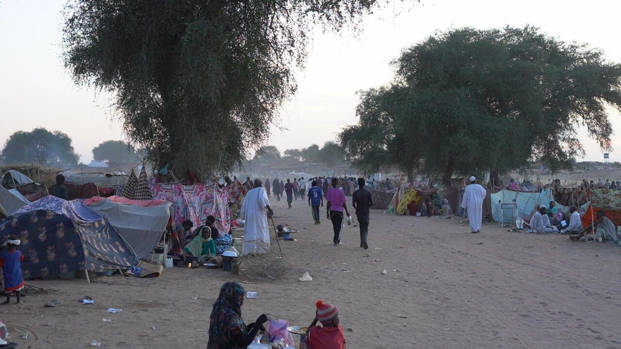 Foto van een kamp voor ontheemden in Tawila, Soedan.